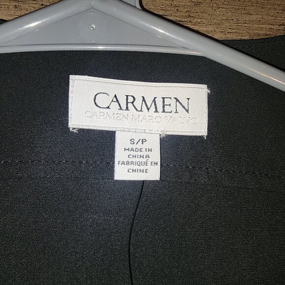 Carmen Marc Valvo Black Chiffon Blouse with lace-up detail NWT Black Sma… - Picture 4 of 8